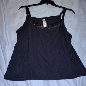 NWOT Women's Black Chemises/Cami w/ Satin Detail, 1X, Crop Top/Tank Top